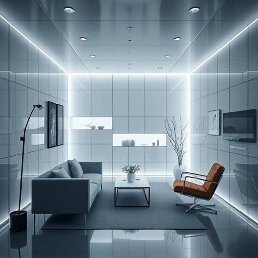 Interior de celda con mobiliario moderno